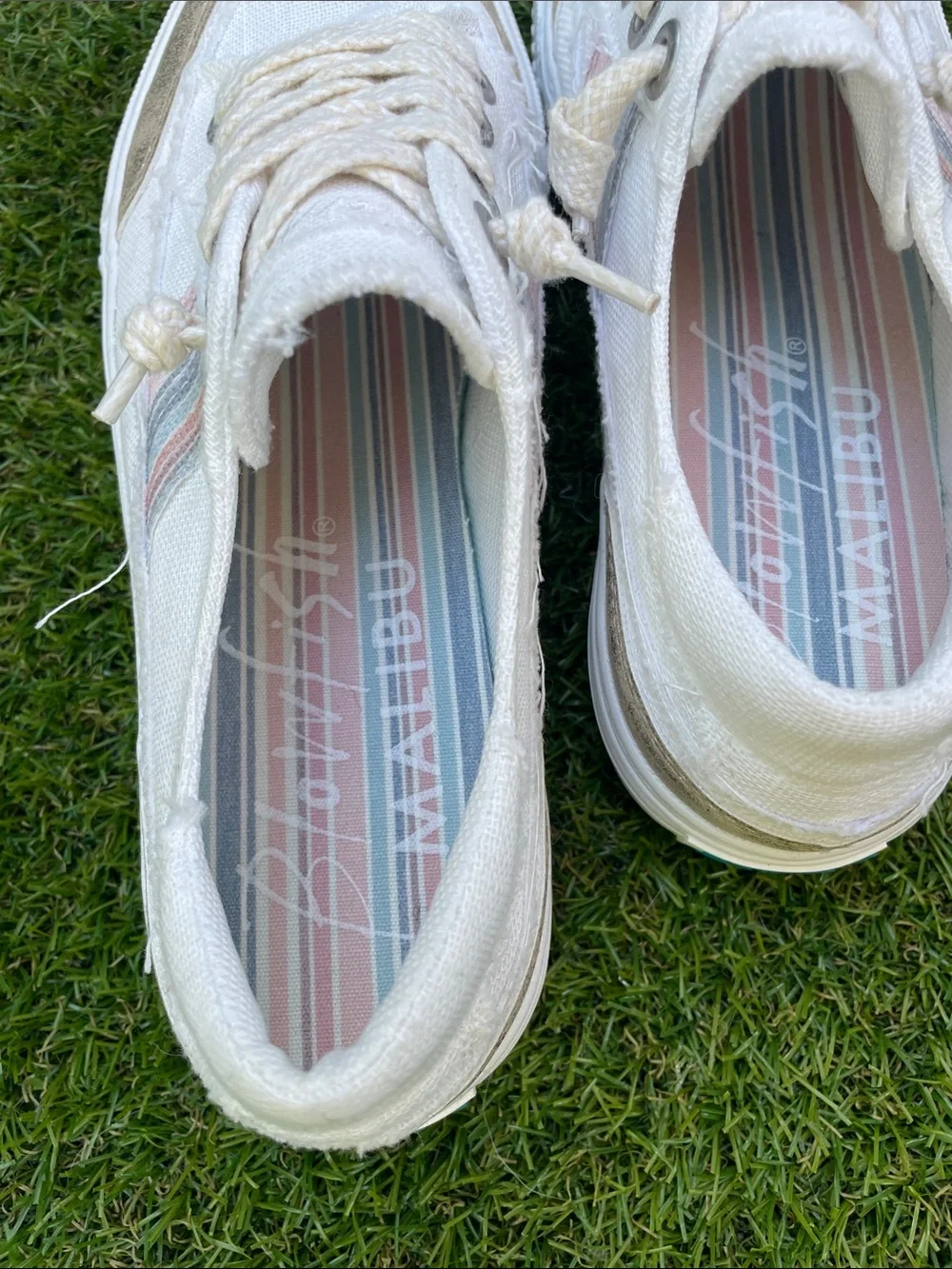 Light Cream Canvas Blowfish Malibu with Subtle Metallic Trim